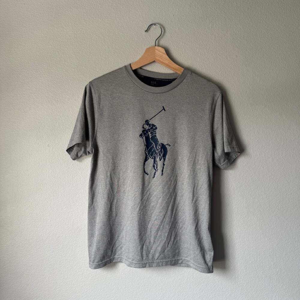 Polo Ralph Lauren Performance Big Pony Logo Gray T Shirt Youth L 14-16